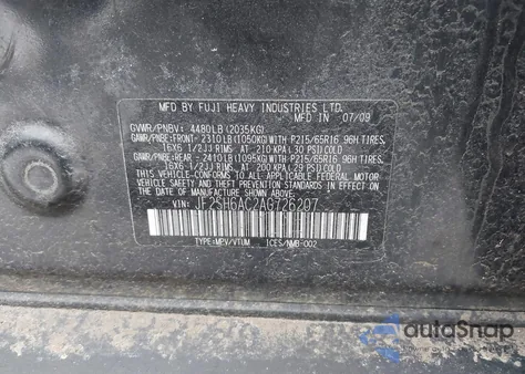 2010 Subaru Forester 2.5X z USA, uszkodzony, nr VIN JF2SH6AC2AG726207